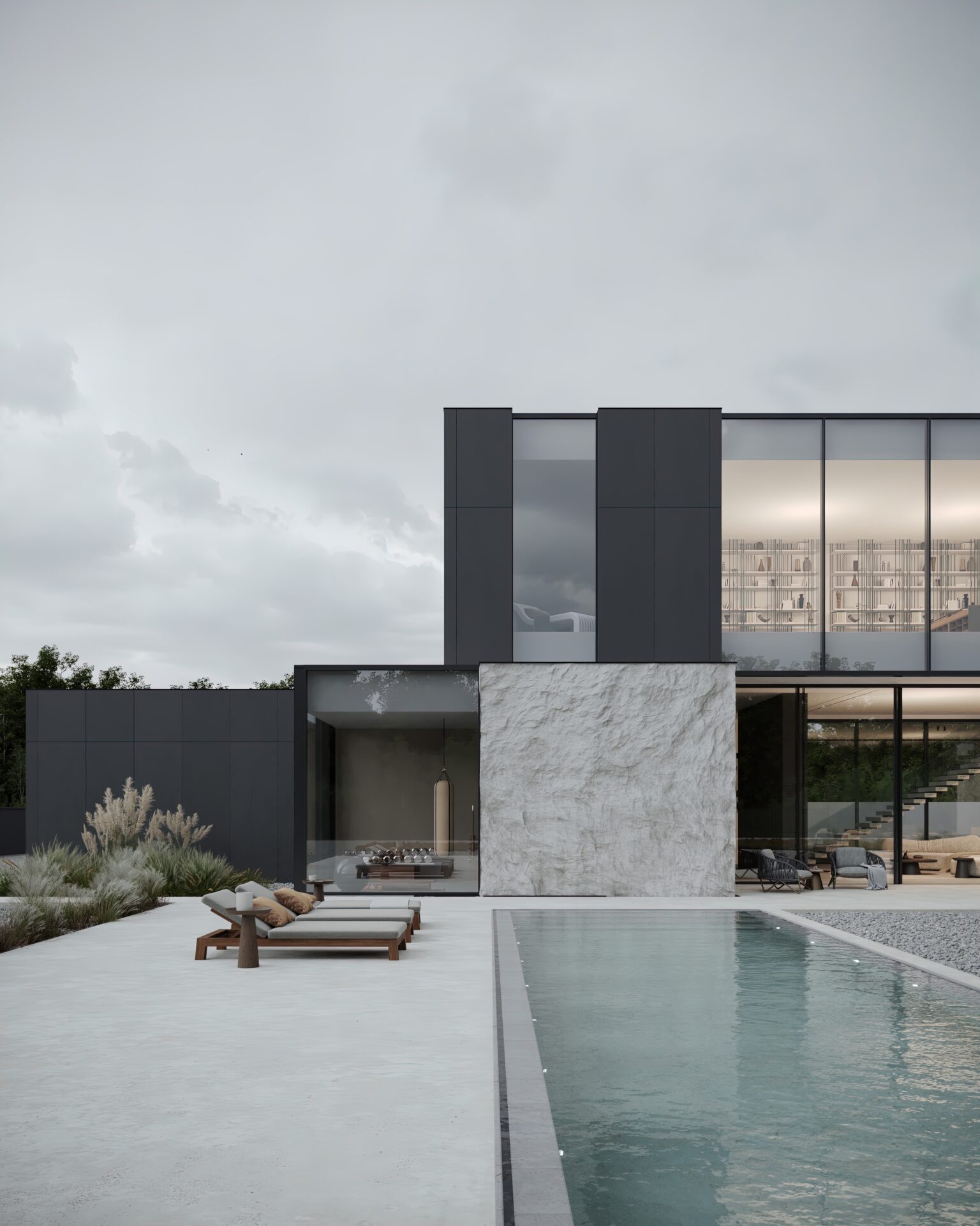 Villa Gotham вид на бассейн со светом