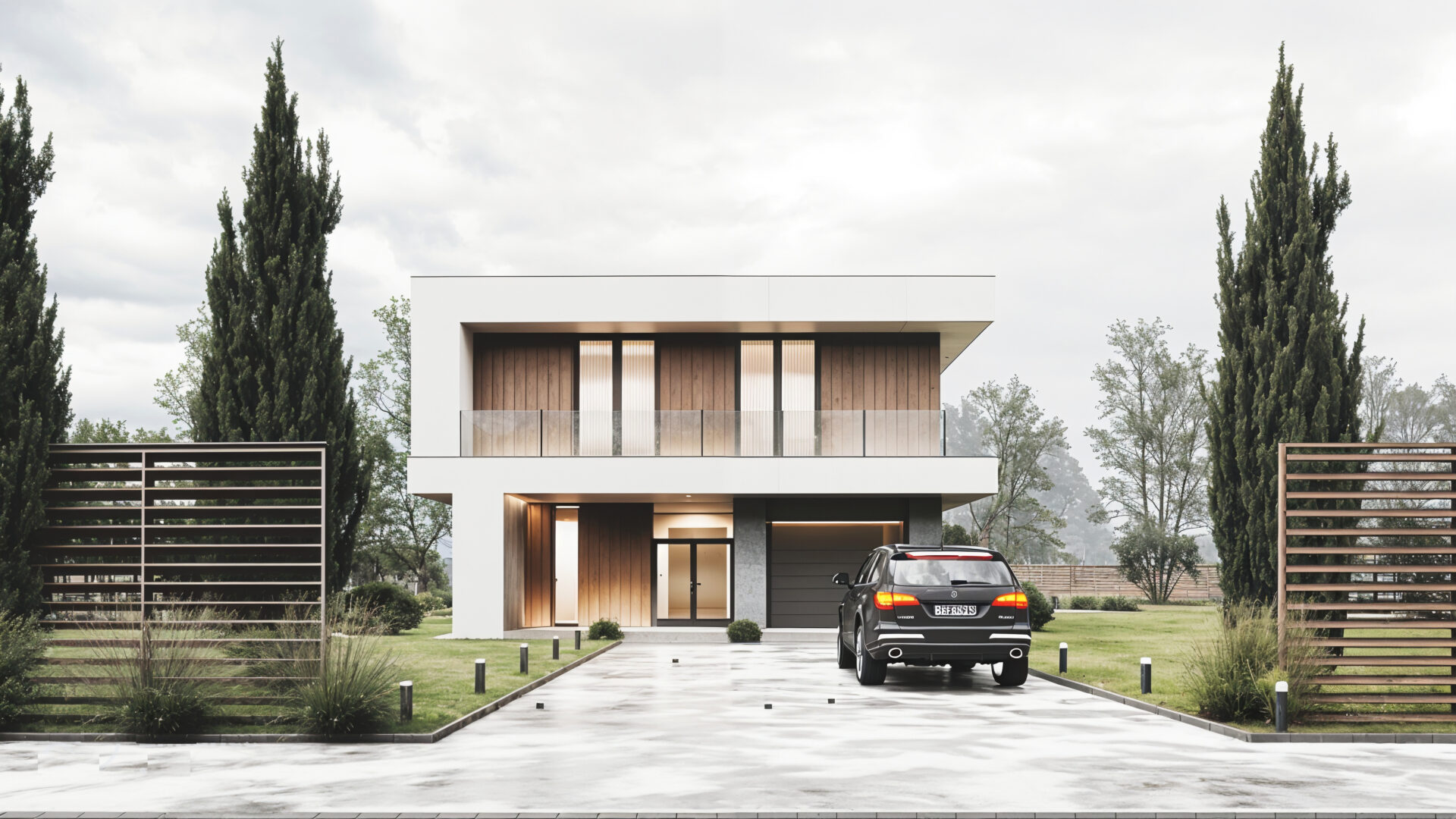 Дизайн фасада дома с гаражом Villa Cloud