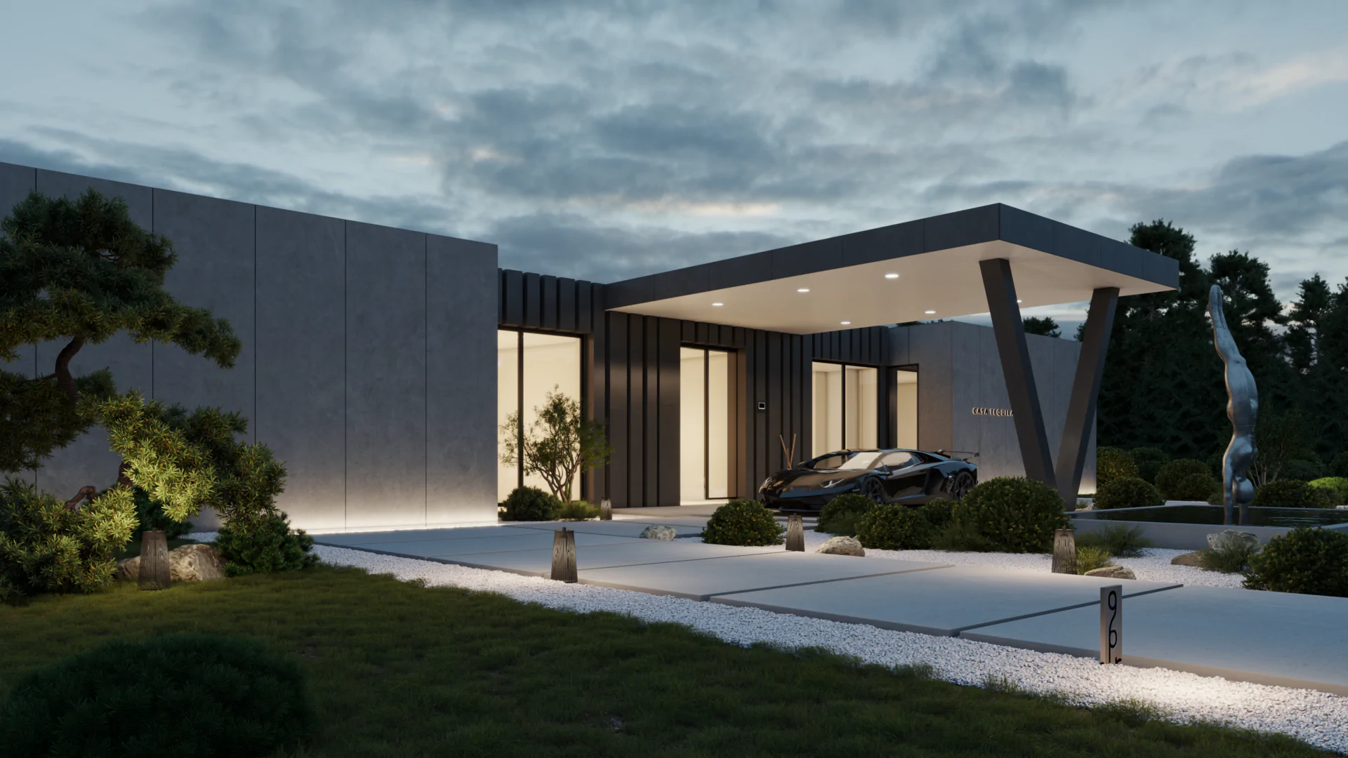 Дом с плоской крышей в Орехово-Зуево вид сбоку