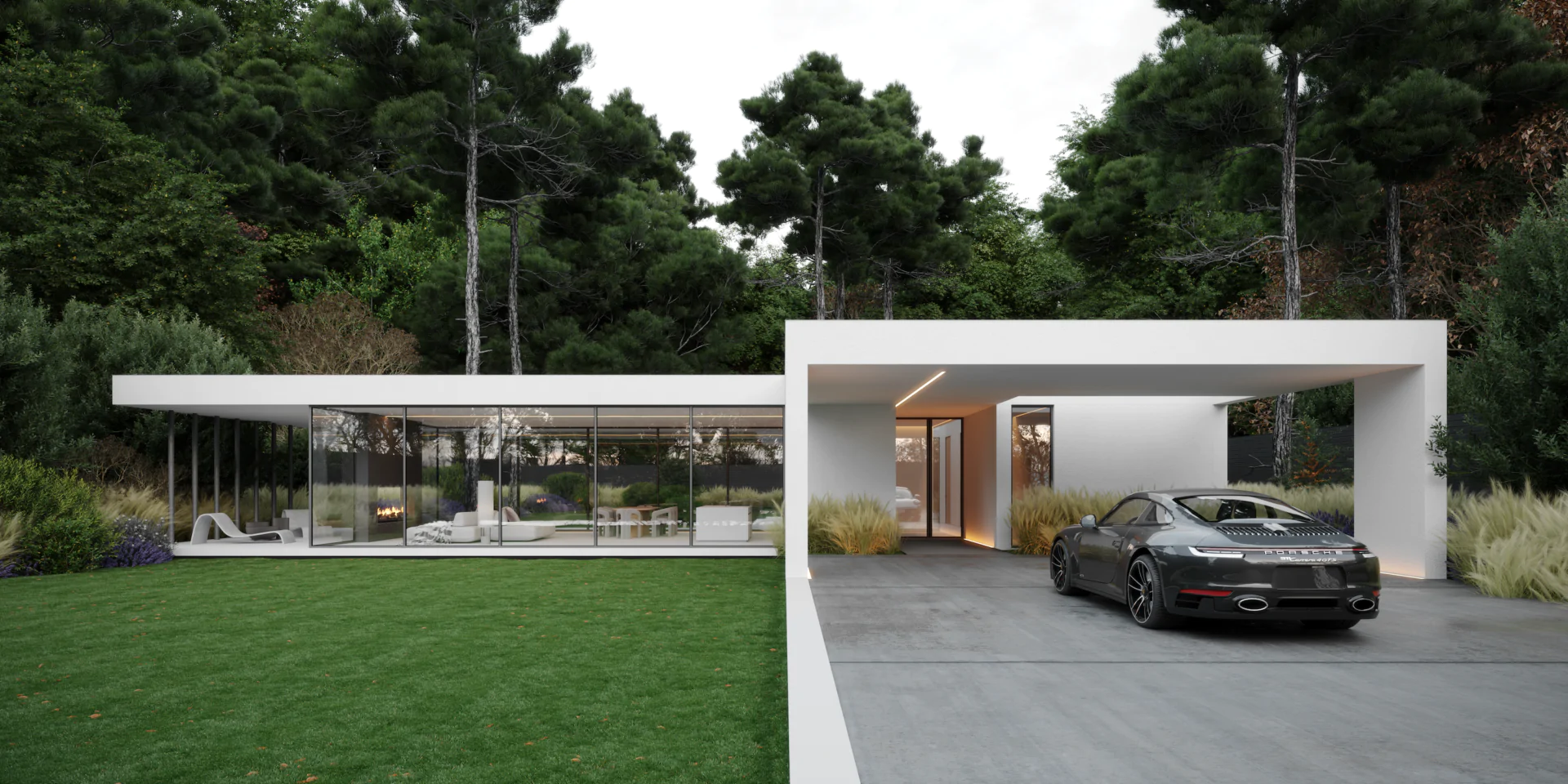 Одноэтажный дом с плоской кровлей