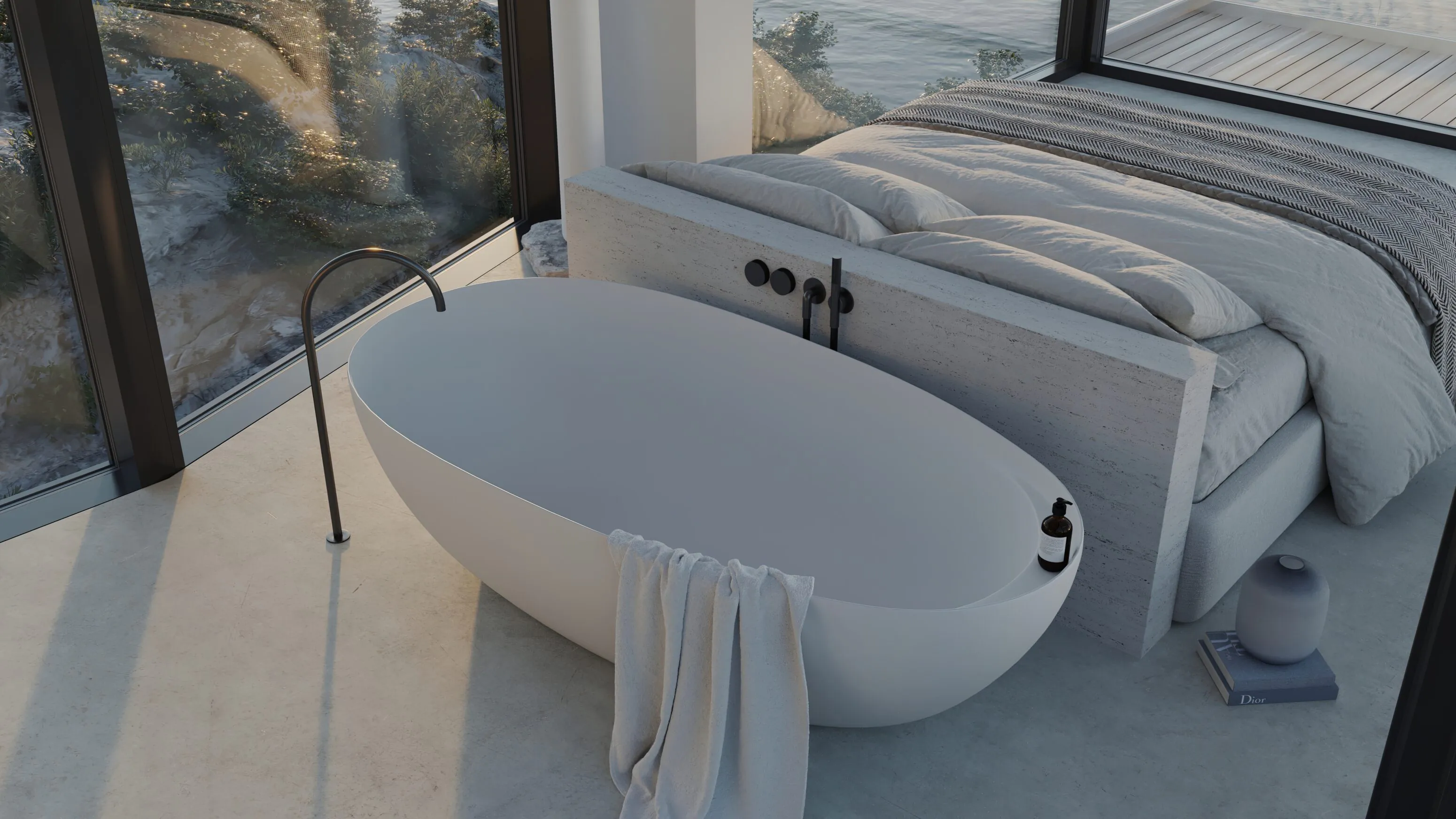 Cote d'Azur Villa спальня-ванная комната вид сверху