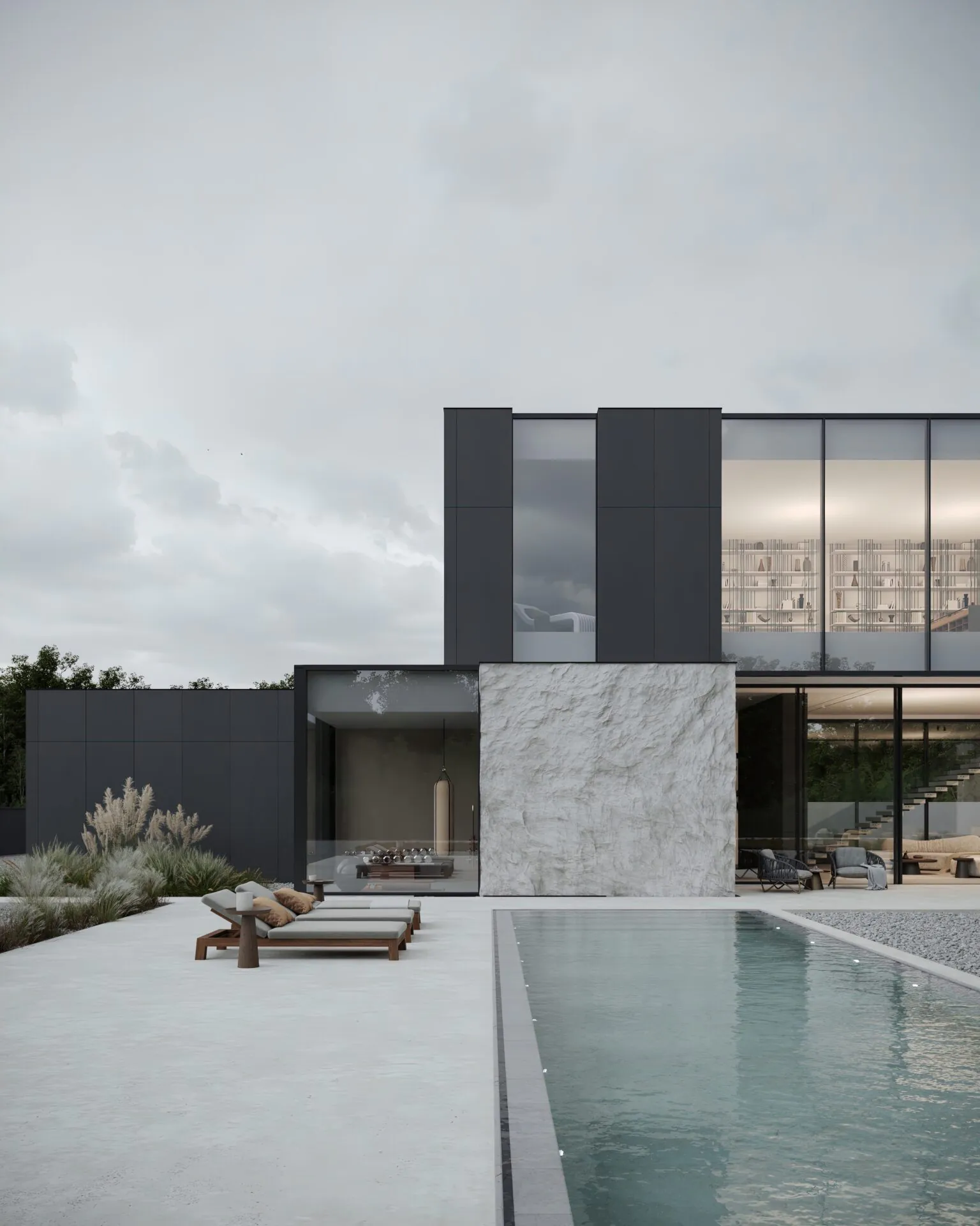 Villa Gotham вид на бассейн со светом